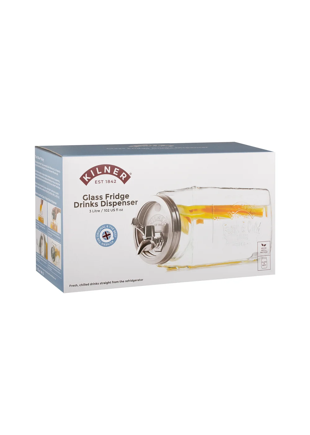 Kilner Glass Fridge Dispenser (3ltr) - One Size Image 4