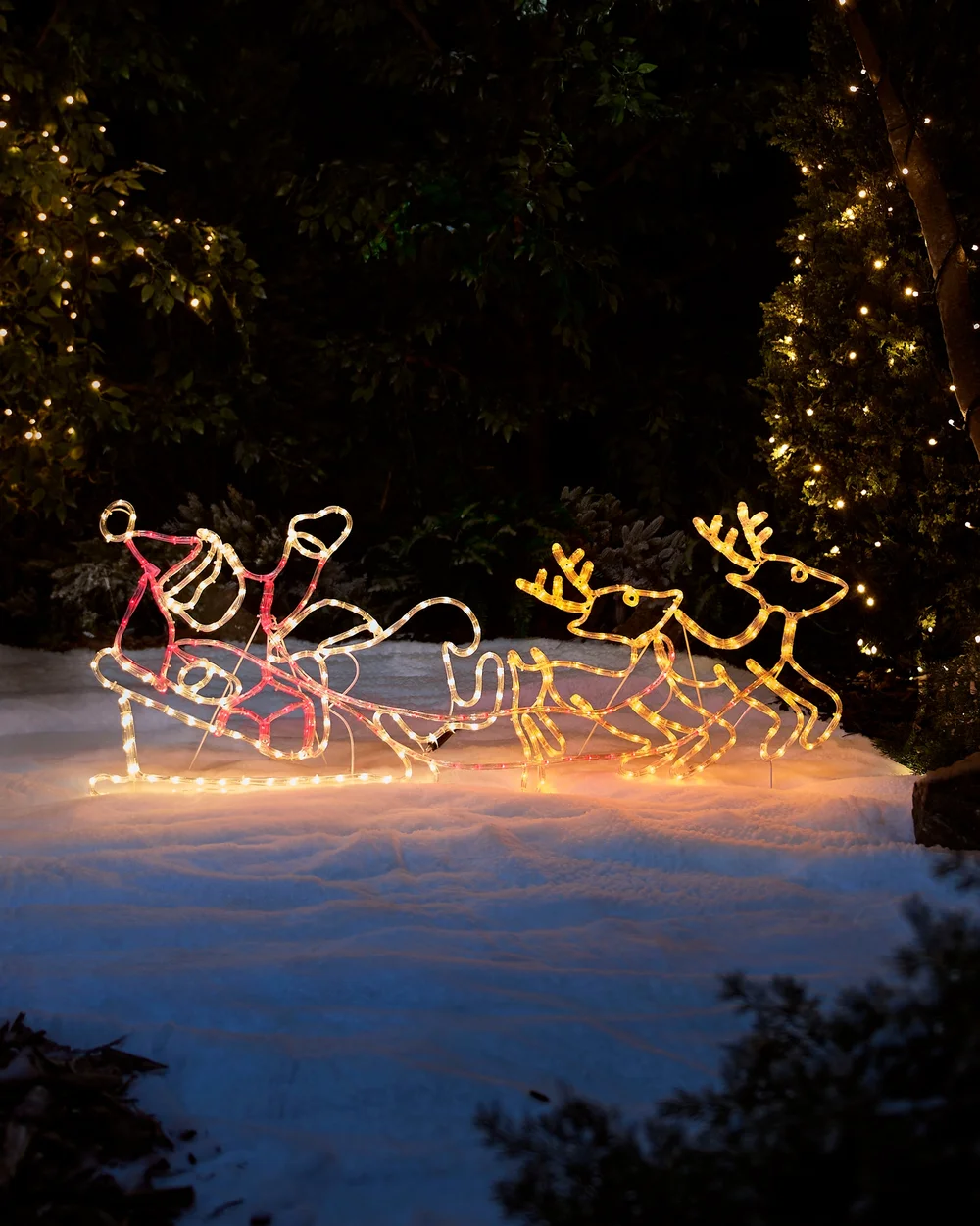 WeRChristmas White Santa Sleigh Reindeer Led Rope Light Silhouette 156 Cm - No Size Image 2