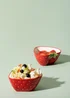 Typhoon World Foods Set of 2 Strawberry Bowls (12cm) - One Size Image 1