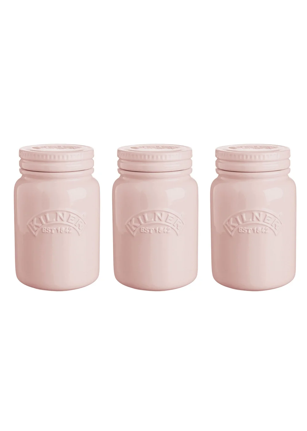 Kilner Set of 3 Ceramic Storage Jars Dusky Pink - One Size Image 1