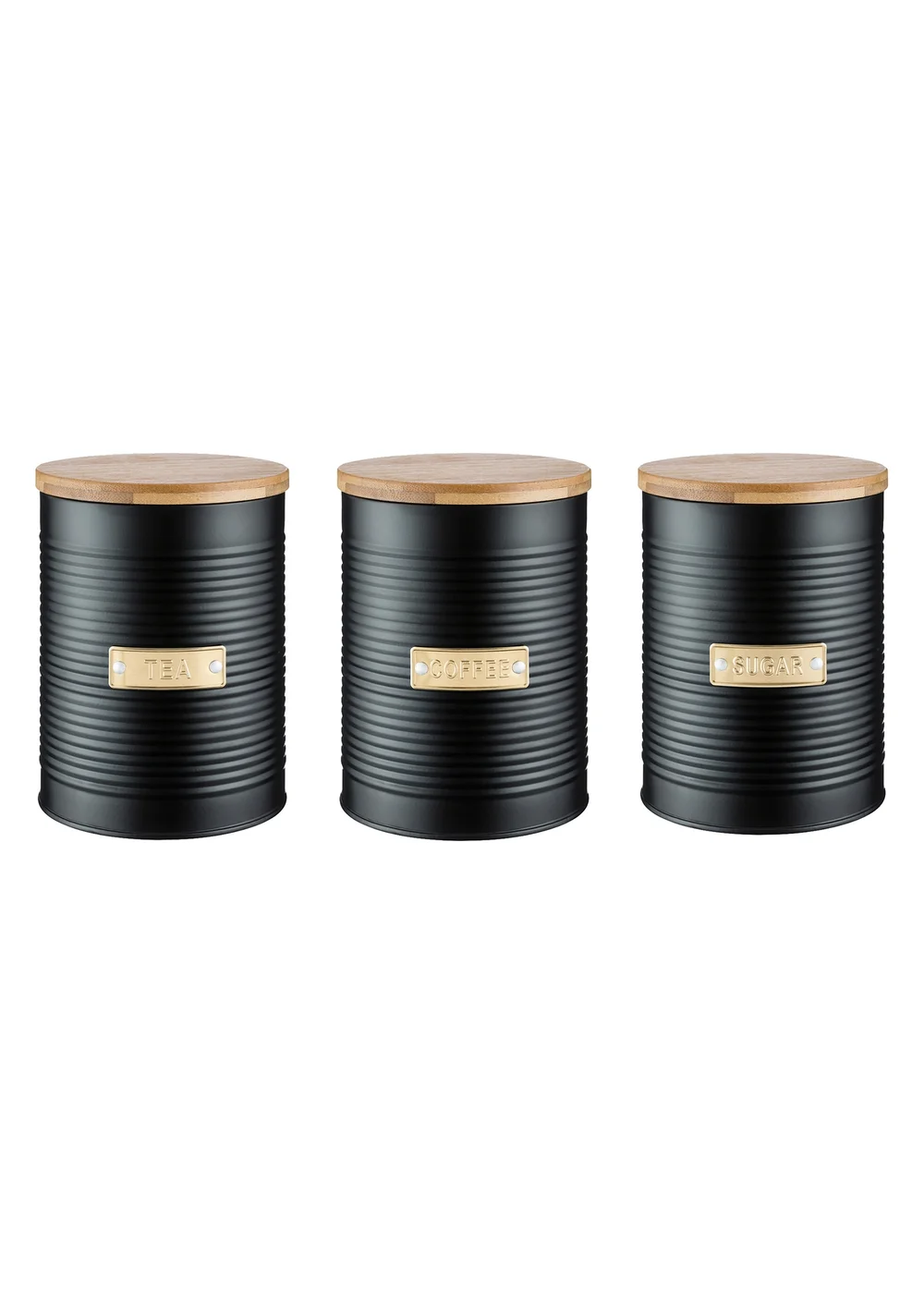 Typhoon Otto Black Set of 3 Tea, Coffee, Sugar Storage Jars - One Size Image 1