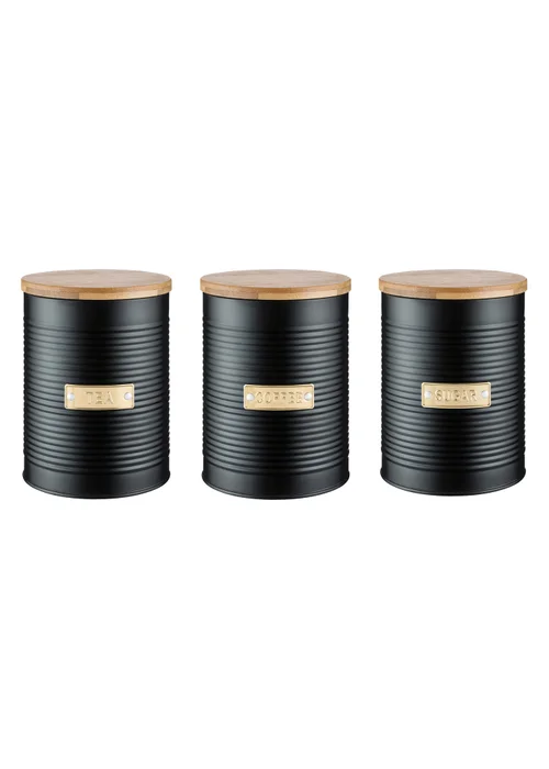 Typhoon Otto Black Set of 3 Tea, Coffee, Sugar Storage Jars - One Size Image 1