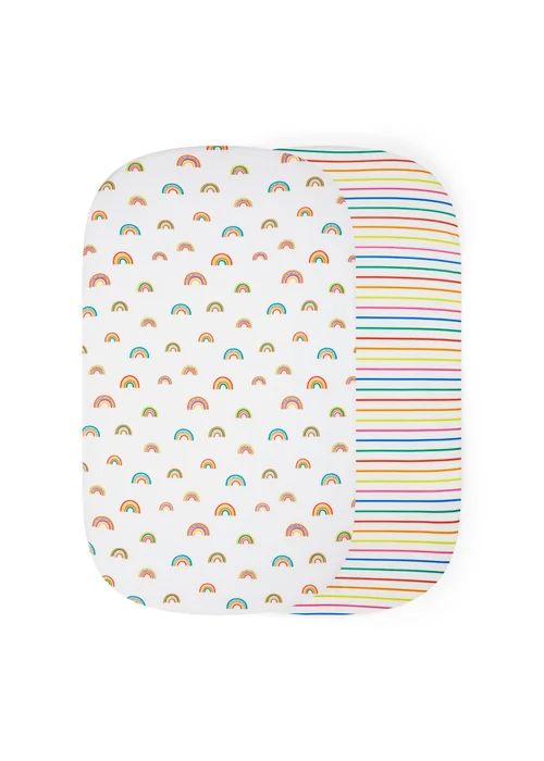 Ickle Bubba White Fitted Crib Rainbow Dreams Sheets 2 Pack - 60 X 110 Image 1