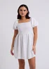 Urban Bliss White Linen Blend Lace Up Mini Smock Dress - 8 Image 3