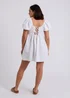Urban Bliss White Linen Blend Lace Up Mini Smock Dress - 8 Image 2