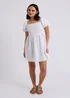 Urban Bliss White Linen Blend Lace Up Mini Smock Dress - 8 Image 4