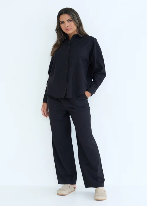 Urban Bliss Black Linen Blend Wide Leg Trouser - 10 Image 1