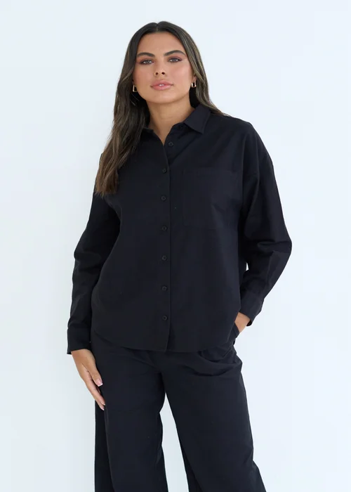 Urban Bliss Black Linen Blend Oversized Shirt - Size 10 Image 1