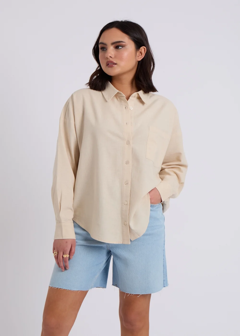 Urban Bliss Stone Linen Blend Oversized Shirt - Size 8 Image 3