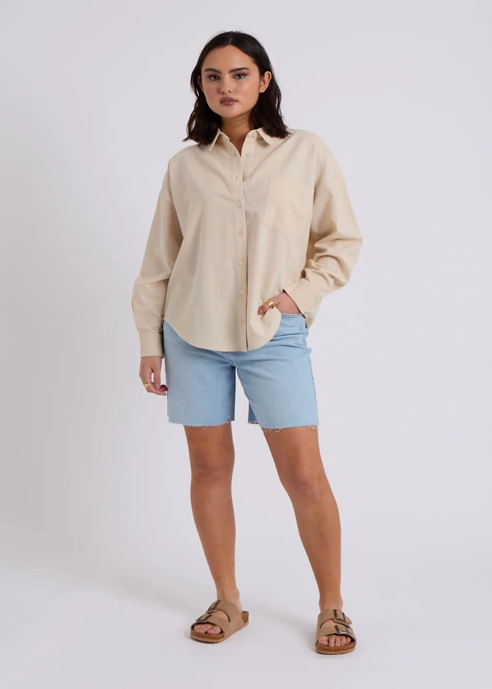 Urban Bliss Stone Linen Blend Oversized Shirt - Size 8 Image 4