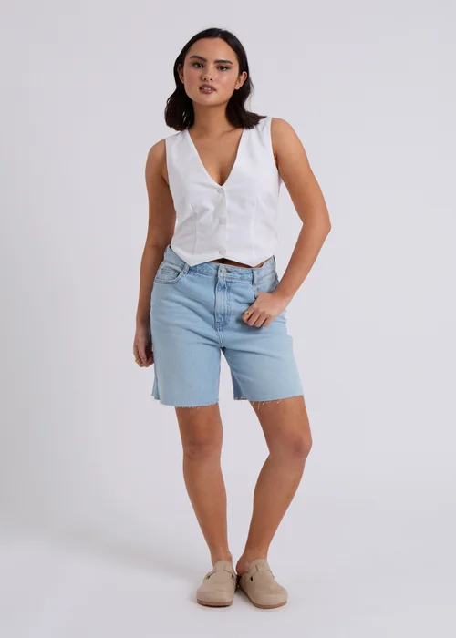 Urban Bliss White Linen Blend Waistcoat - Size 16 Image 1