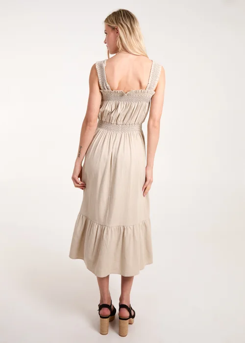 Blue Vanilla Stone Shirred Detail Midi Dress - M Image 3