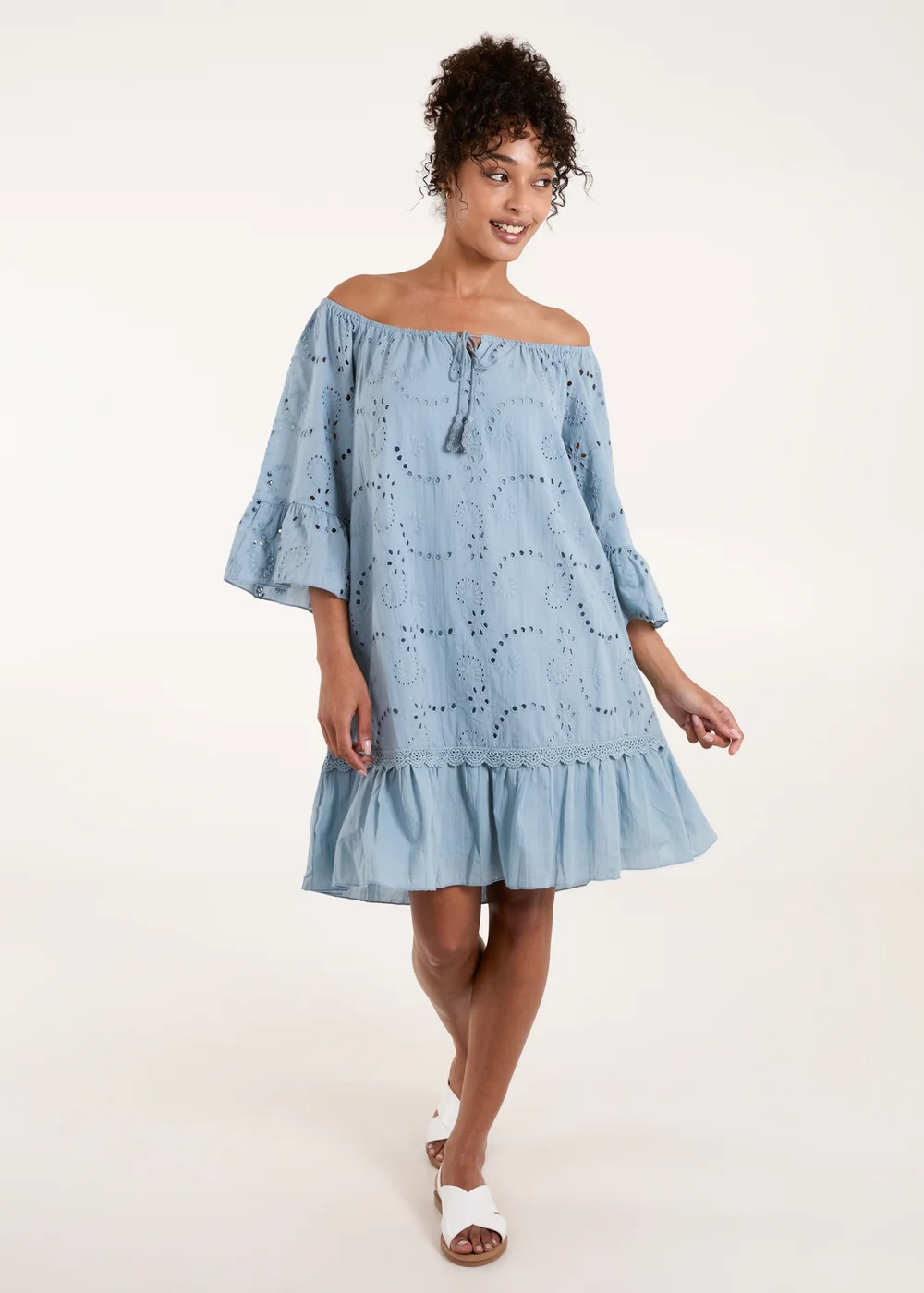 Blue Vanilla Blue Broderie Tunic Smock Dress - L Image 1