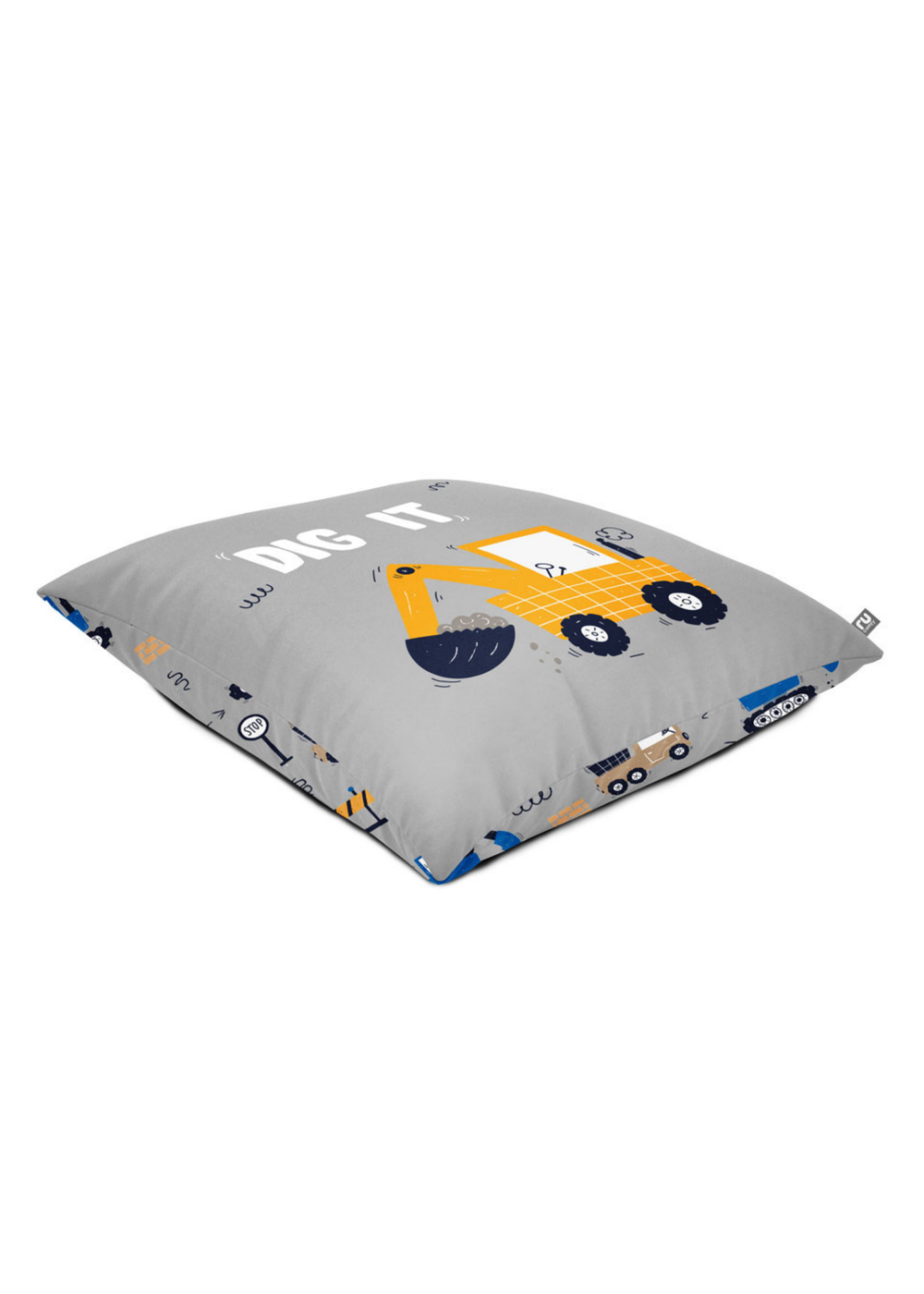 rucomfy Printed Floor Cushion Dig-It Grey Beanbag - One Size Image 2