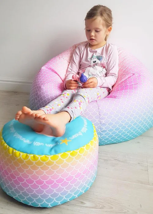rucomfy Printed Kids Classic Mermaid Ombre Beanbag - One Size Image 1