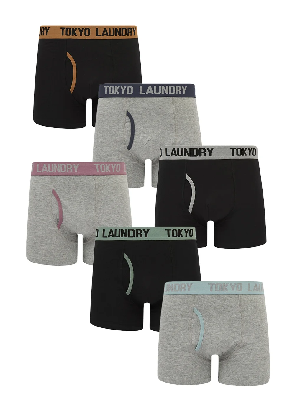 Tokyo Laundry Black & Grey Cotton 6-Pack Boxers - Large Image 1