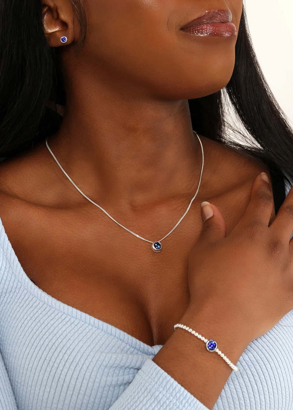 Say It With Silver September Mini Birthstone Necklace - One Size Image 2