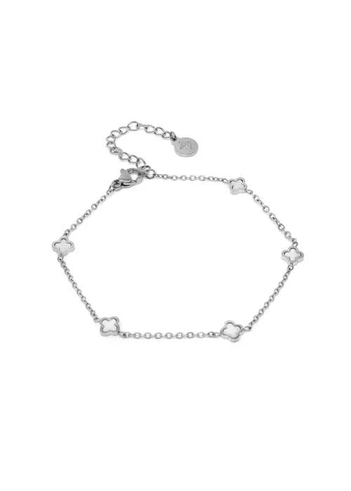 Say It With Silver Dainty Clover Chain Bracelet - One Size Image 1