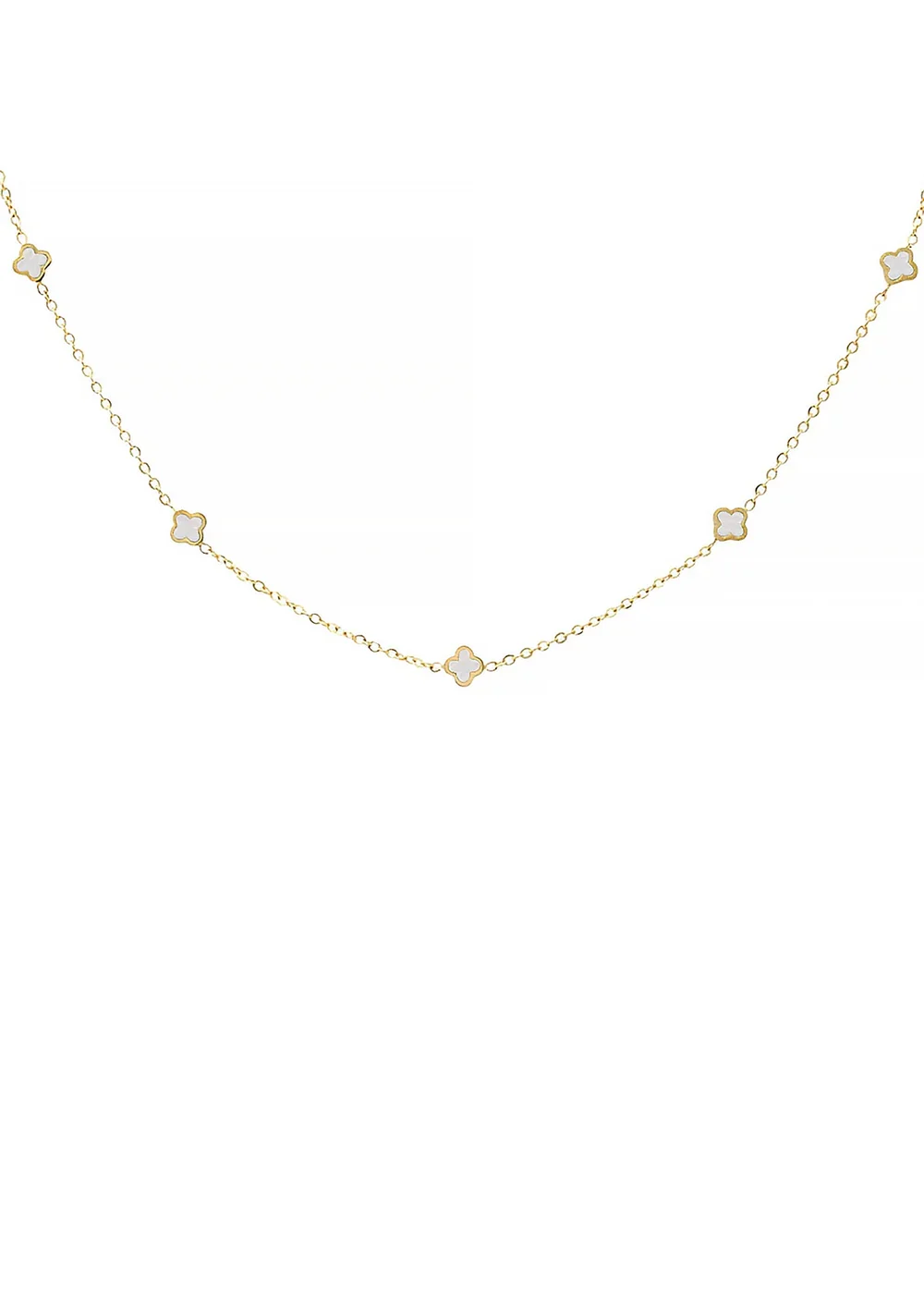 Say It With Gold & Pearl Clover Dainty Choker Necklace - One Size Image 1