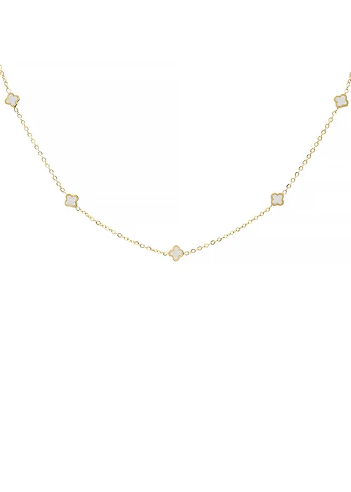 Say It With Gold & Pearl Clover Dainty Choker Necklace - One Size Image 1