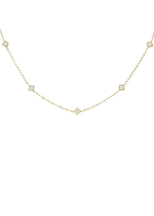 Say It With Gold & Pearl Clover Dainty Choker Necklace