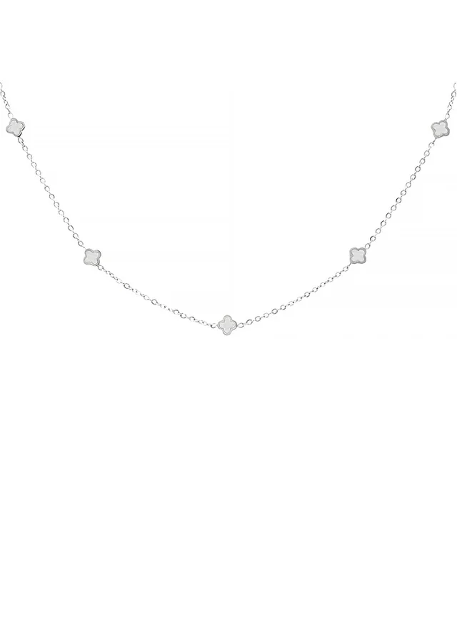 Say It With Silver & Pearl Clover Dainty Choker Necklace