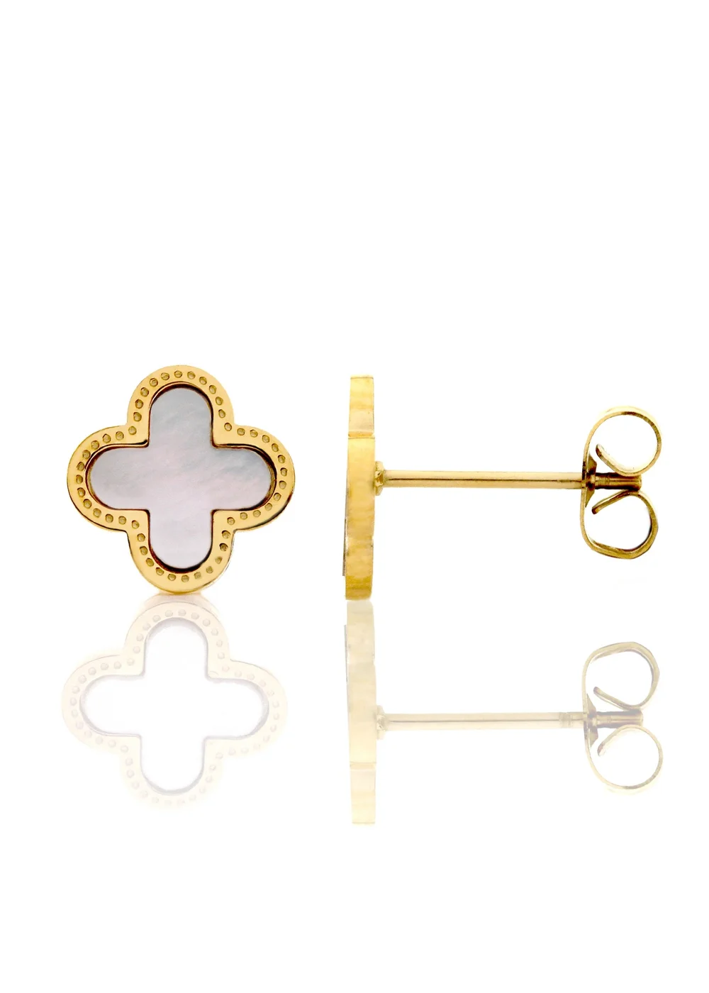 Say It With Gold & Faux Pearl Clover Earrings - One Size Image 1