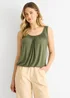 Gini London Khaki Round Neck Oversized Sleeveless Top - Small/Medium Image 1