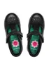 ToeZone Girls Black Kat Coated Leather Rip Tape Flower School Shoe (Younger 6 - 13) - Size 11 Infants Image 3