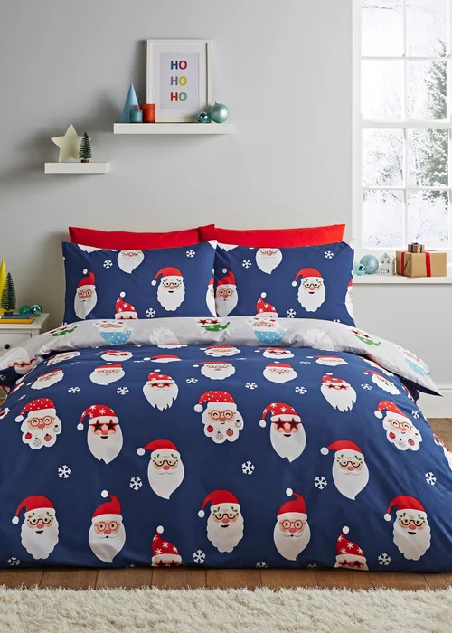 Catherine Lansfield Christmas Santa Spec-Tacular Reversible Duvet Cover Set - Single Image 2