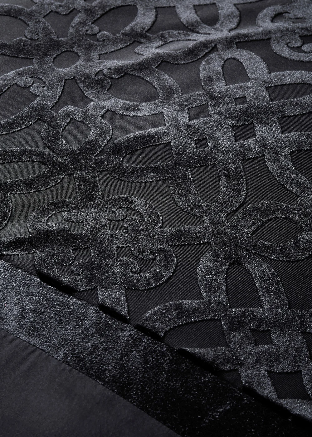 Catherine Lansfield Lattice Cut Velvet Duvet Cover Set Black - Double Image 3