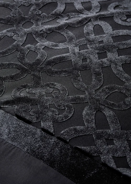 Catherine Lansfield Lattice Cut Velvet Duvet Cover Set Black - Double Image 3