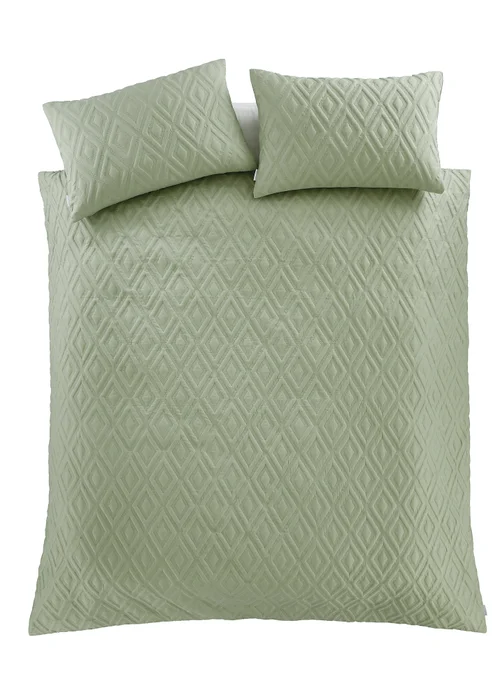 Catherine Lansfield Jacob Geo Soft Touch Duvet Cover Set Sage Green - Single Image 5