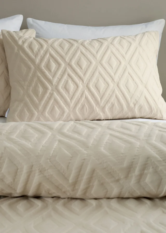 Catherine Lansfield Jacob Geo Soft Touch Double Duvet Cover Set Natural