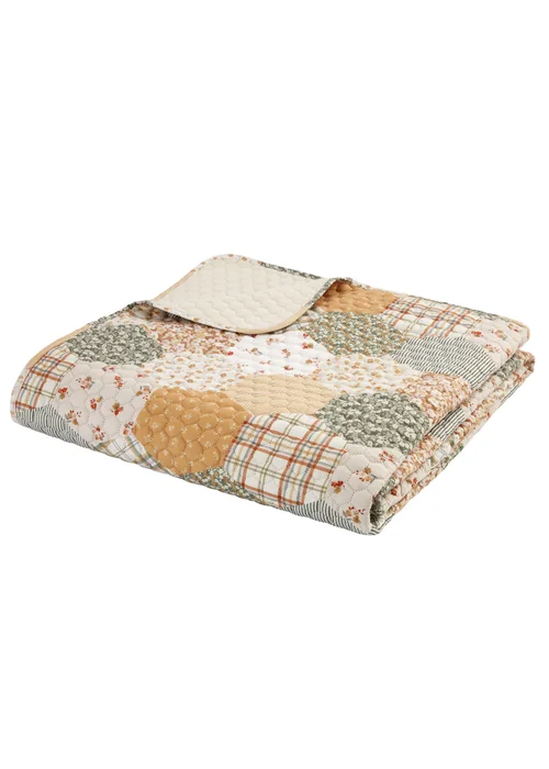 Catherine Lansfield Floral Patchwork Quilted Bedspread (220x230cm) - One Size Image 4