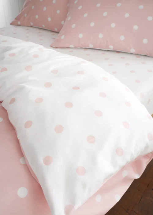 Catherine Lansfield Brushed Polka Dot Cotton Fitted Sheet - Fitted Single Image 2