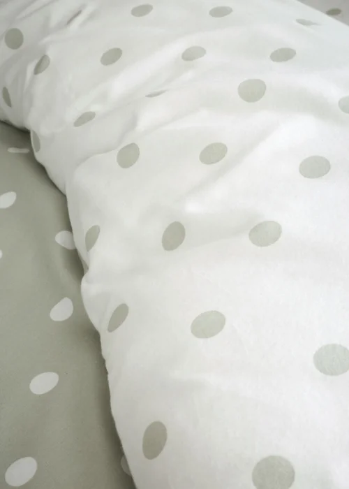 Catherine Lansfield Brushed Polka Dot Cotton Reversible Single Duvet Cover Set Green - Single Image 4