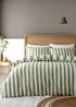 Catherine Lansfield Cove Stripe Reversible Duvet Cover Set Green - Single Image 2