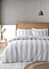 Catherine Lansfield Cove Stripe Reversible Duvet Cover Set Silver Grey - Single Image 1