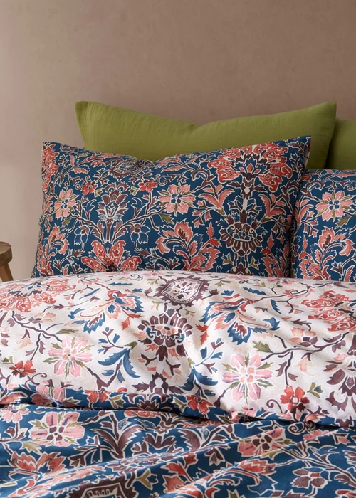 Pineapple Elephant Keera Floral Reversible Duvet Cover Set Navy Blue - Single Image 3