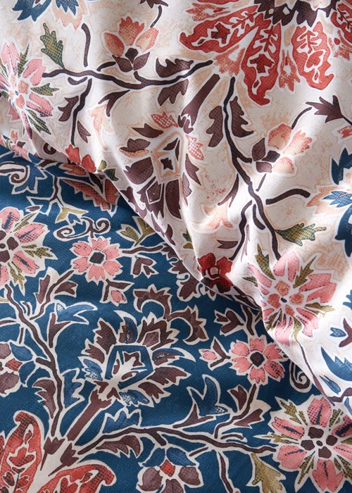 Pineapple Elephant Keera Floral Reversible Duvet Cover Set Navy Blue - Single Image 4