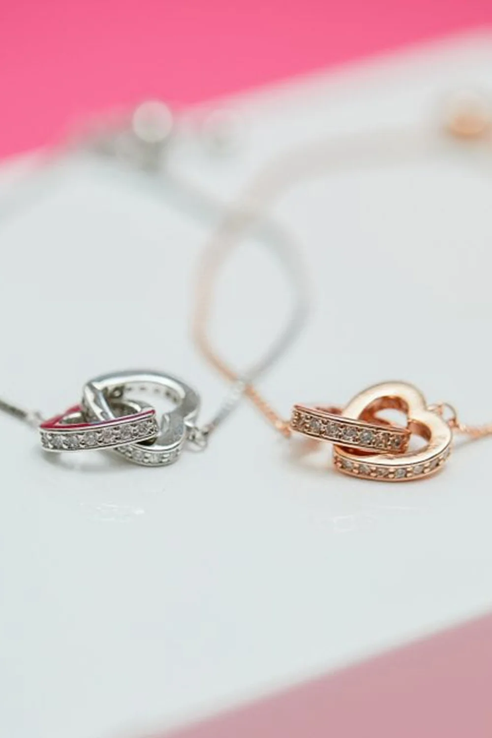 Jon Richard Silver Plated Clear Crystal Heart Bracelet - One Size Image 2