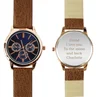 Personalised Memento Company Rose Gold Mens Watch with Brown Strap and Presentation Box - One Size Image 5