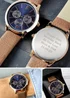 Personalised Memento Company Rose Gold Mens Watch with Brown Strap and Presentation Box - One Size Image 1
