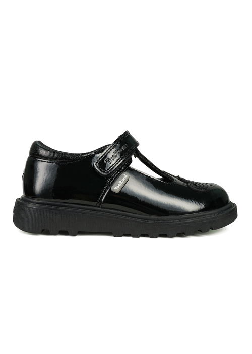 ToeZone Black Ellie Patent Coated Leather Rip Tape Unicorn School Shoe (Younger 8- Older 3) - Size 13 Infants Image 2