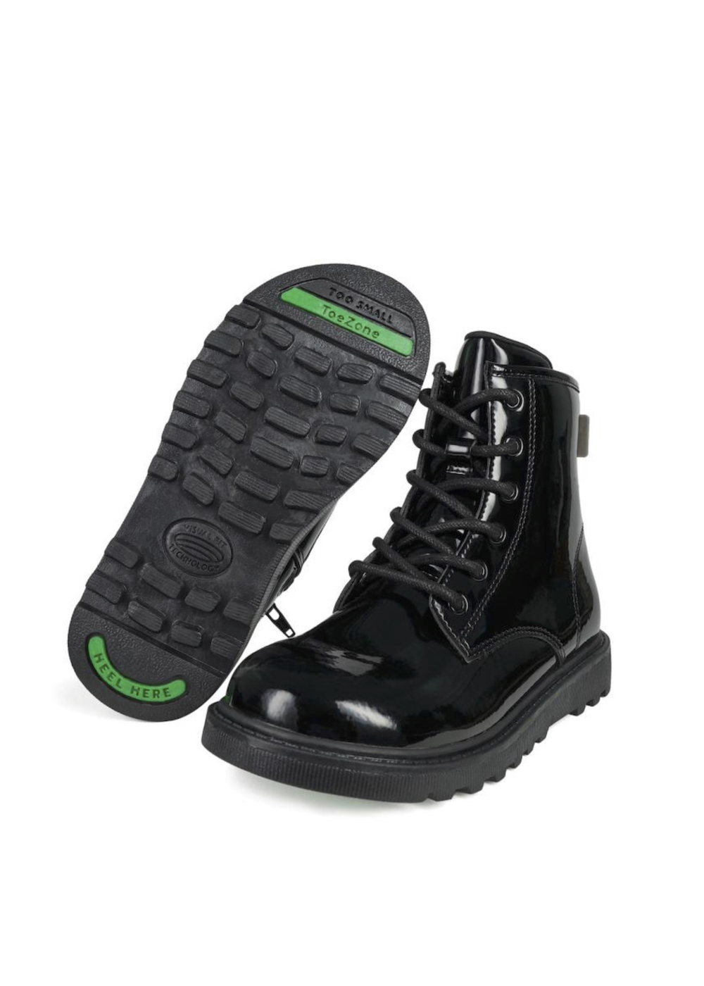 ToeZone Holly Black Patent Leather Unicorn Boot (Younger 8 - Older 2) - Size 13 Infants Footwear Image 1