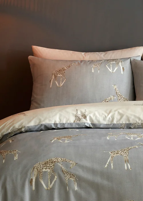 Fusion Milo Giraffe Grey Reversible Duvet Cover Set - Single Image 2