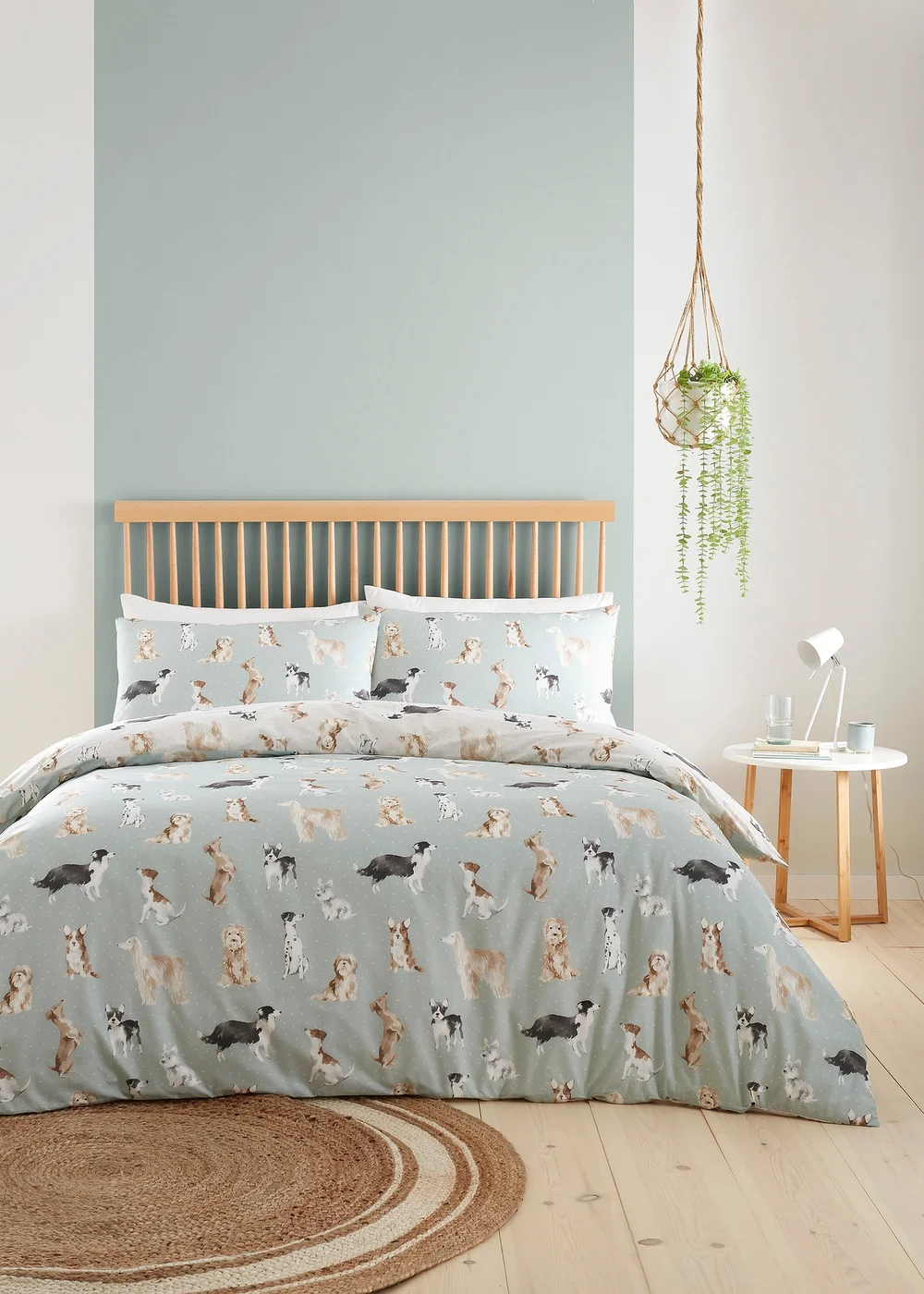 Fusion Cute Dogs Duck Egg Duvet Cover Set - Single Image 1