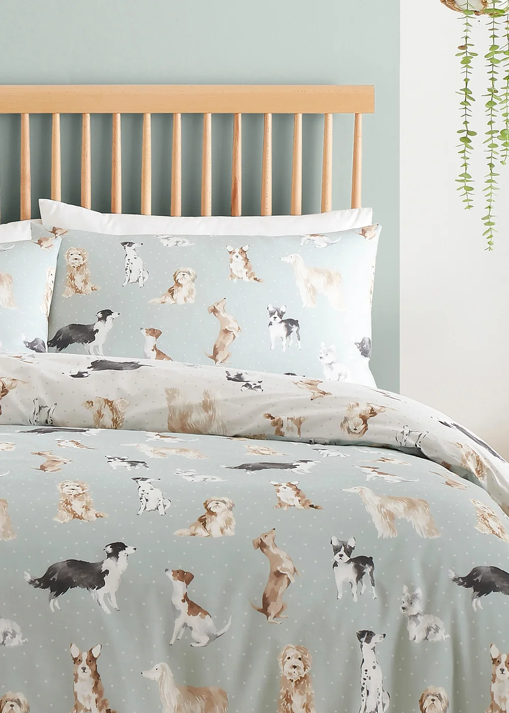 Fusion Cute Dogs Duck Egg Duvet Cover Set - Single Image 2