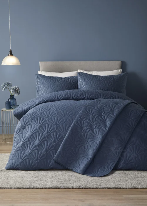 Serene Cavali Dark Blue Pinsonic Bedspread - 200 x 230cm Image 2